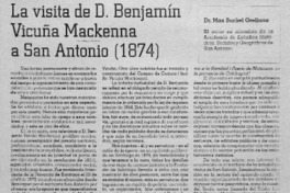 La visita de D. Benjamín Vicuña Mackenna a San Antonio 1874.