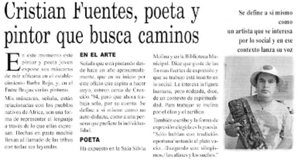 Cristian Fuentes, poeta y pintor que busca caminos.