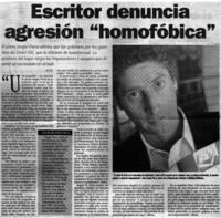 Escritor denuncia agresión "homofóbica"