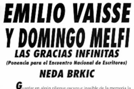 Emilio Vaisse y Domingo Melfi las gracias infinitas