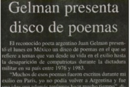Gelman presenta disco de poemas.
