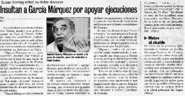 Insultan a García Márquez por apoyar ejecuciones.