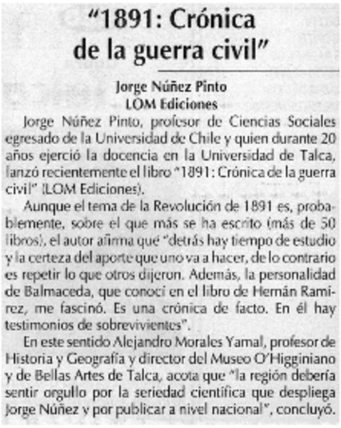 "1891 : Crónica de la guerra civil"