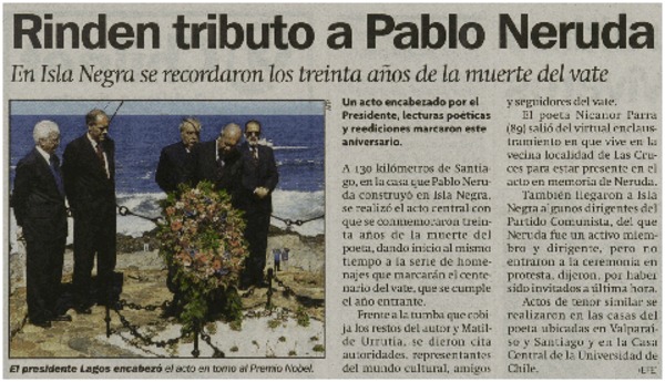 Rindieron tributo a Pablo Neruda
