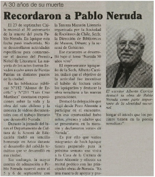 Recordaron a Pablo Neruda.