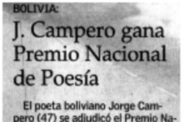 J. Campero gana Premio Nacional de Poesía.