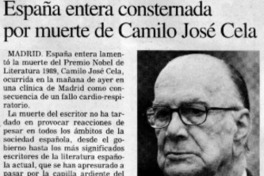 España entera consternada por muerte de Camilo José Cela