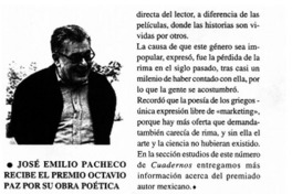 José Emilio Pacheco recibe el Premio Octavio Paz por su obra poética.
