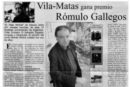 Vila-Matas gana premio Rómulo Gallegos.