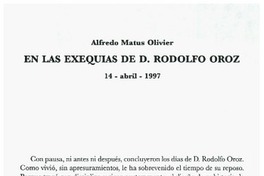 En las exequias de D. Rodolfo Oroz