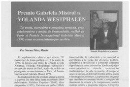 Premio Gabriela Mistral a Yolanda Westphalen