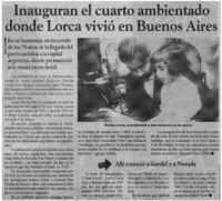 Inauguran el cuarto ambientado donde Lorca vivió en Buenos Aires.