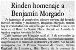 Rinden homenaje a Benjamín Morgado.