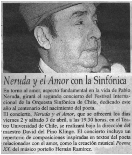 Neruda y el amor con la sinfónica.