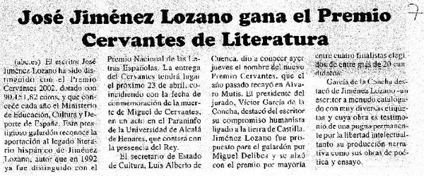 José Jiménez Lozano gana el Premio Cervantes de Literatura.