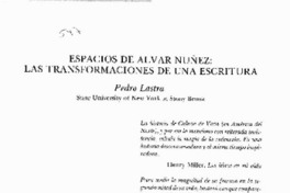 Espacios de Alvar Núñez, las transformaciones de una escritura