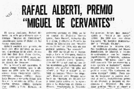 Rafael Alberto, Premio "Miguel de Cervantes".
