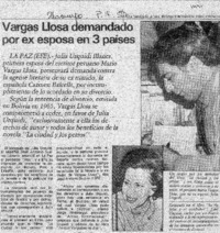 Vargas Llosa demandado por ex esposa en 3 países.