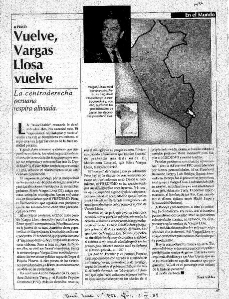 Vuelve, Vargas Llosa vuelve