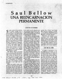 Saul Bellow una reencarnación permanente