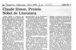 Claude Simon, Premio Nobel de Literatura