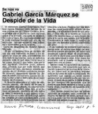 Gabriel García Márquez se despide de la vida.