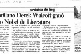 Poeta antillano Dereck Walcott ganó el Premio Nobel de Literatura.
