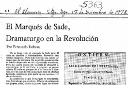 El Márques de Sade, dramaturgo en la revolución