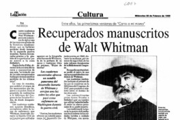 Recuperados manuscritos de Walt Whitman.