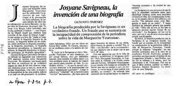 Josyane Savigneau, la invención de una biografía