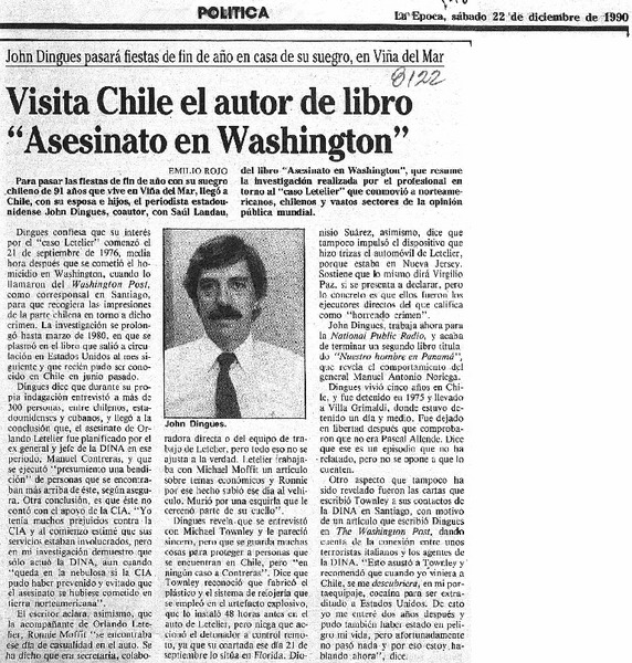 Visita Chile el autor de libro "Asesinato en Washington".