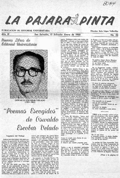 Poemas escogidos" de Oswaldo Escobar Velado.
