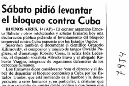 Sábato pidió levantar el bloqueo contra Cuba