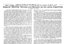 Ezequiel Martínez Estrada, Una revisión de las letras argentinas