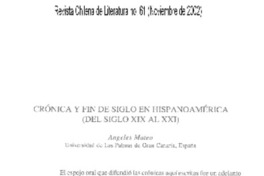 Crónica y fin de siglo en Hispanoamérica (del siglo XIX al XXI)