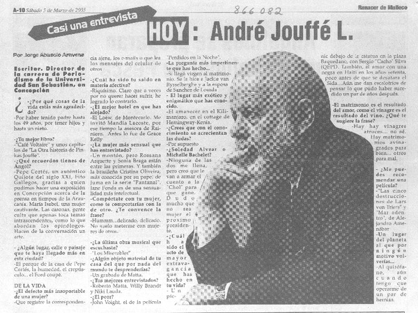 Casi una entrevista : hoy André Jouffé L.