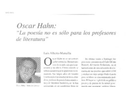 Oscar Hahn : "La poesía no es solo para los profesores de literatura" : [entrevista]