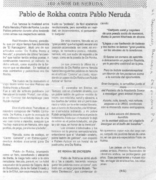 Pablo de Rokha contra Pablo Neruda