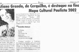 Cristiane Grando, de Crquilho, é destaque na final do Mapa Cultural Paulista 2002
