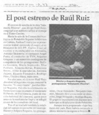 El Post estreno de Raúl Ruiz