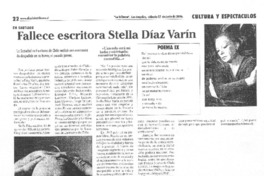 Fallece escritora Stella Díaz Varín