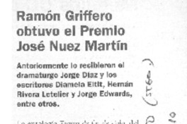 Ramón Griffero obtuvo el Premio José Nuez Martín