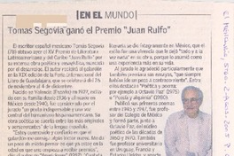 Tomás Segovia ganó el Premio "Juan Rulfo"