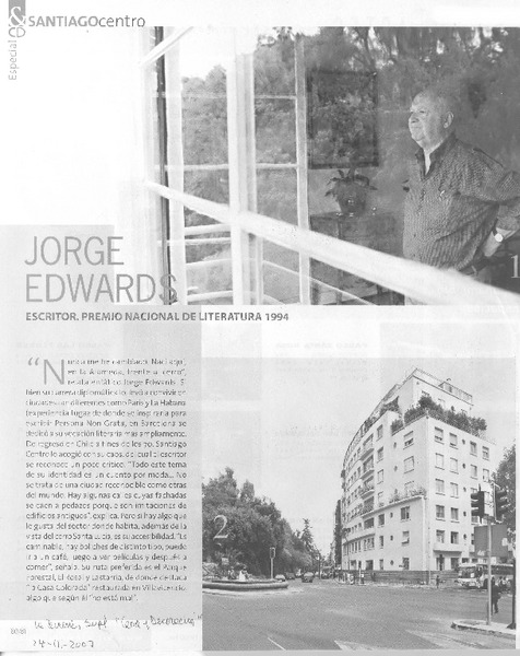 Jorge Edwards escritor, Premio Nacional de Literatura 1994