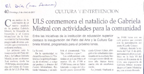 ULS conmemora el natalicio de Gabriela Mistral con actividades para la comunidad
