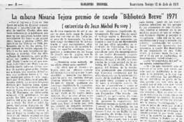 La cubana Nivaria Tejera premio de novela "Biblioteca Breve" 1971 (entrevista)