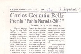 Carlos Germán Belli, Premio "Pabro Neruda-2006"