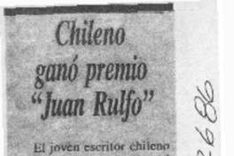Chileno ganó premio "Juan Rulfo"  <artículo>