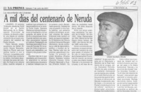A mil días del centenario de Neruda  [artículo]