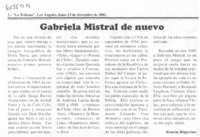 Gabriela Mistral de nuevo  [artículo] Ramón Riquelme.